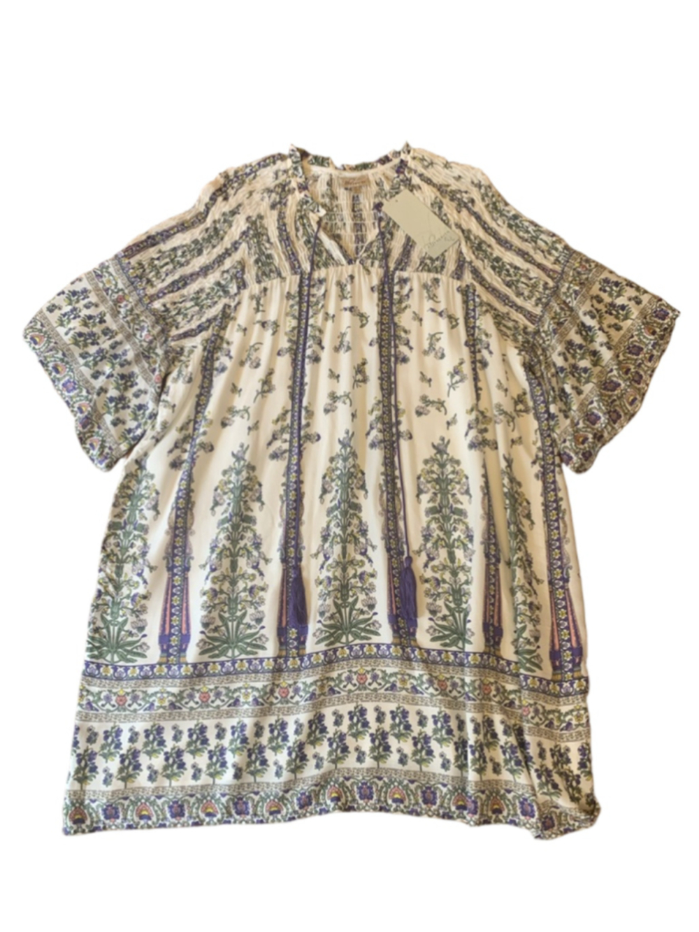 Blu Heaven NWT Dress Medium White with Yellow Green Purple Floral
